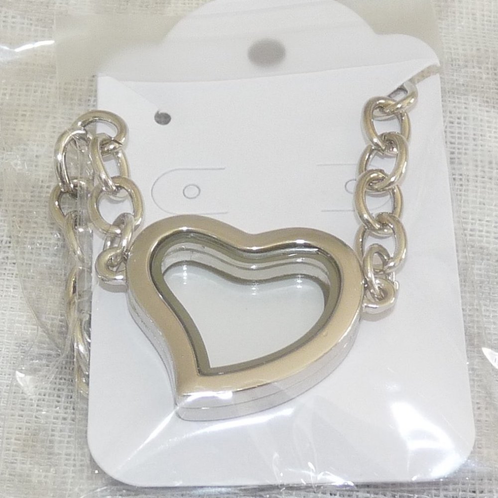 FL Floating HEART Charms Memory Locket Bracelet w/10 charms